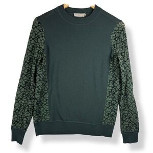 Tory Burch Merino Wool Lace Sleeve Womens Knit Top Size‎ Small Green Sweater